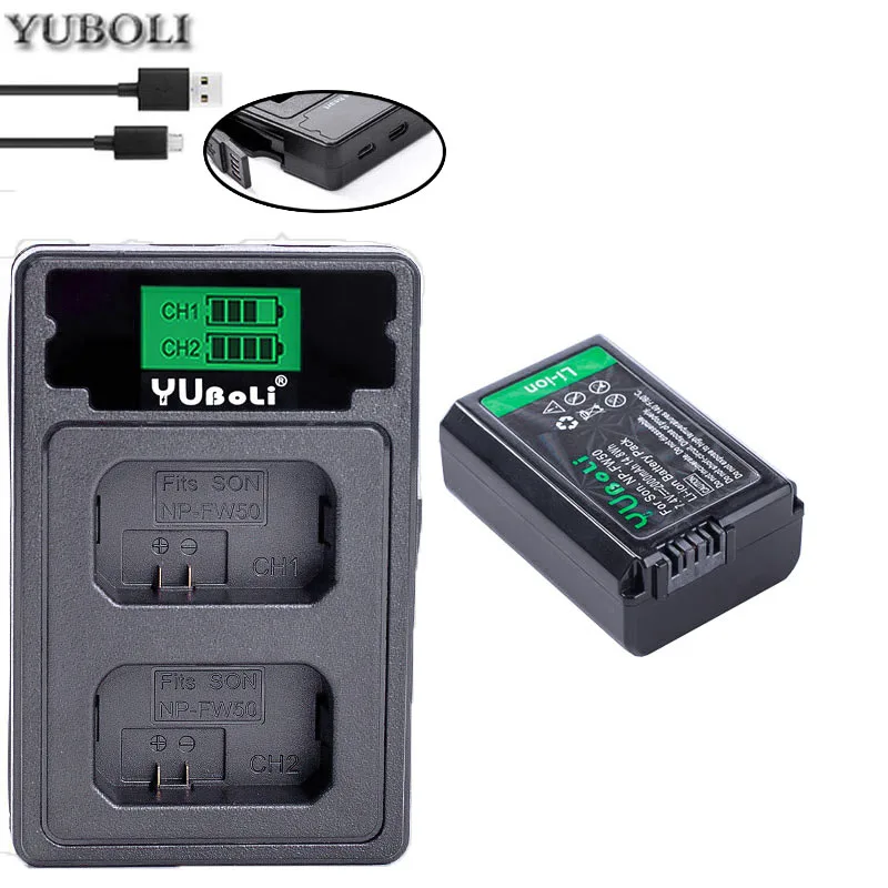 charger and 1battery 4 шт. 2000 мА/ч, NP-FW50 NP FW50 Батарея+ светодиодный USB двойной Зарядное устройство для sony Alpha a6500 a6300 a7 7R a7R a7R II a7II NEX-3 NEX-3N NEX-5 - Цвет: charger and 1battery