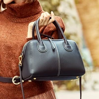 boston bag leather handbags pillow bag handbag autumn and winter first layer cowhide lychee pattern shoulder bag