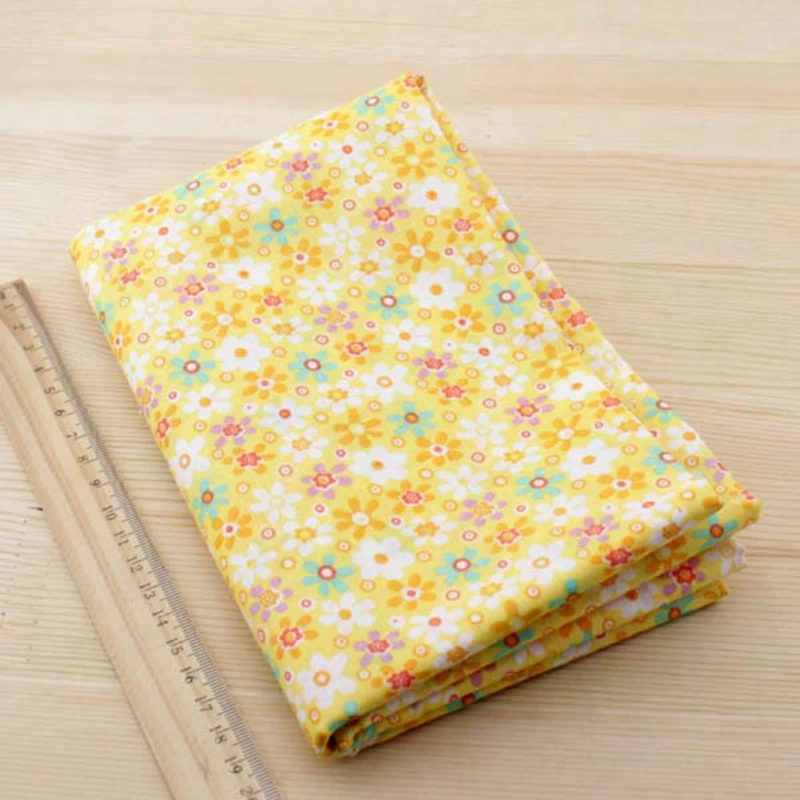 

7 Sets of 100% cotton 50cmx50cm or 25cmx25cm yellow cloth sets for sewing patchwork, thin tissue textiles, Handmade DIY fabric