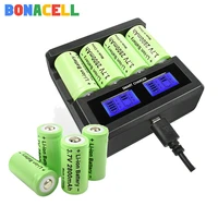 bonacell 8pcs 2800mah 16340 cr123a recharge battery lcd charger for arlo security camera