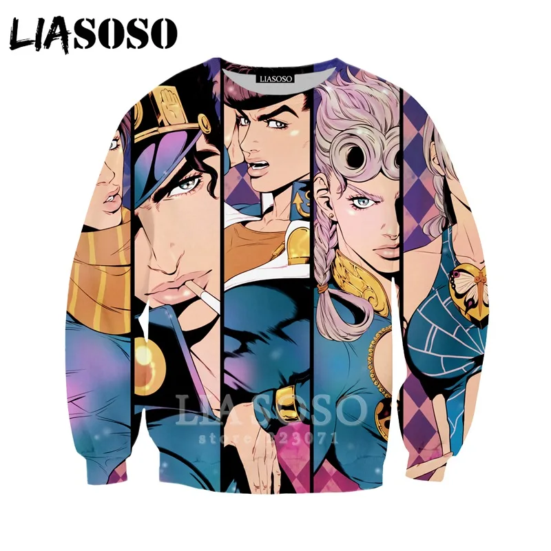 LIASOSO новинка для мужчин и женщин Jolyne Cujoh толстовки 3D принт аниме JoJo Необычные