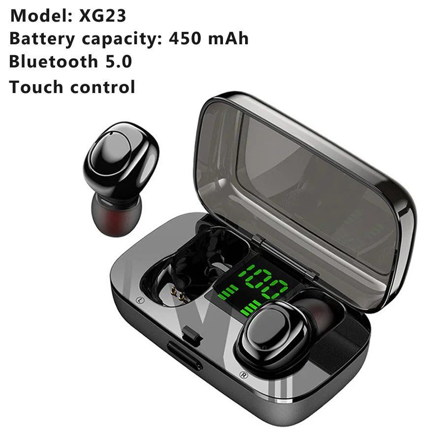 XG23 TWS 5,0 Bluetooth наушники с сенсорным управлением, беспроводные наушники с громкой связью, Hi-Fi стерео беспроводные наушники, гарнитура с микрофоном - Цвет: XG23
