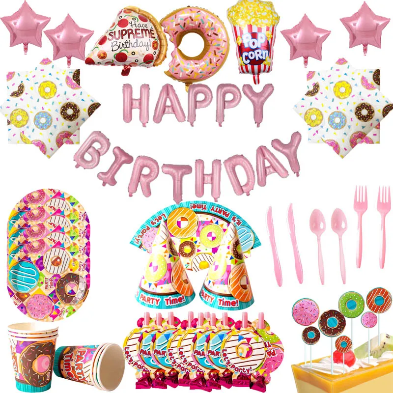 Одноразовая посуда бумажные тарелки салфетки кекс Топпер Рождество пончик