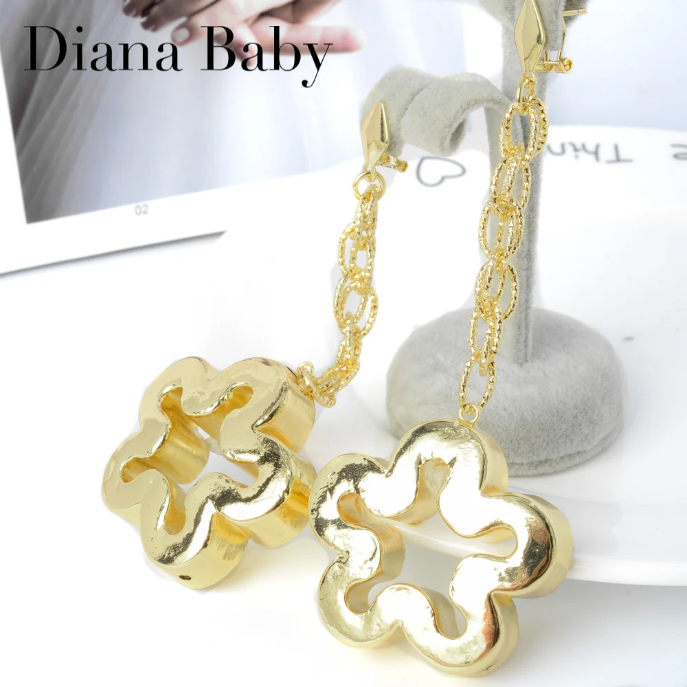 

Diana Baby Jewelry Earrings New Hot-Selling Flower Copper Drop Long Earrings For Women Lady Daily Wear Party Wedding Gift