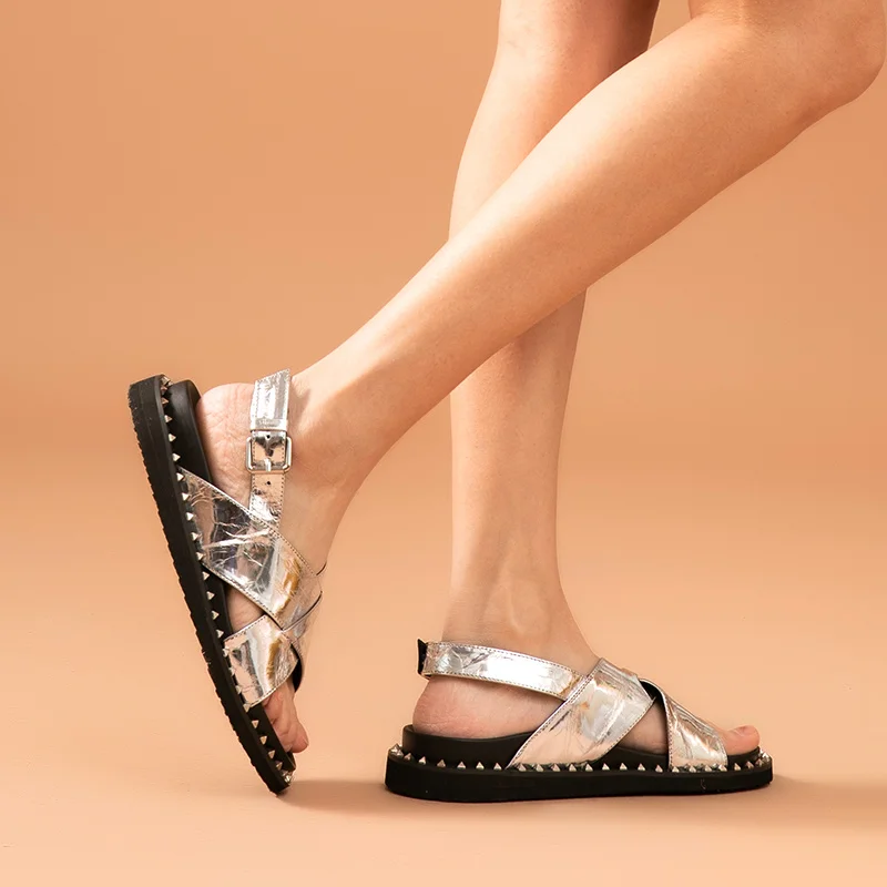 BeauToday/женские босоножки на платформе из коровьей кожи с перекрестными ремешками