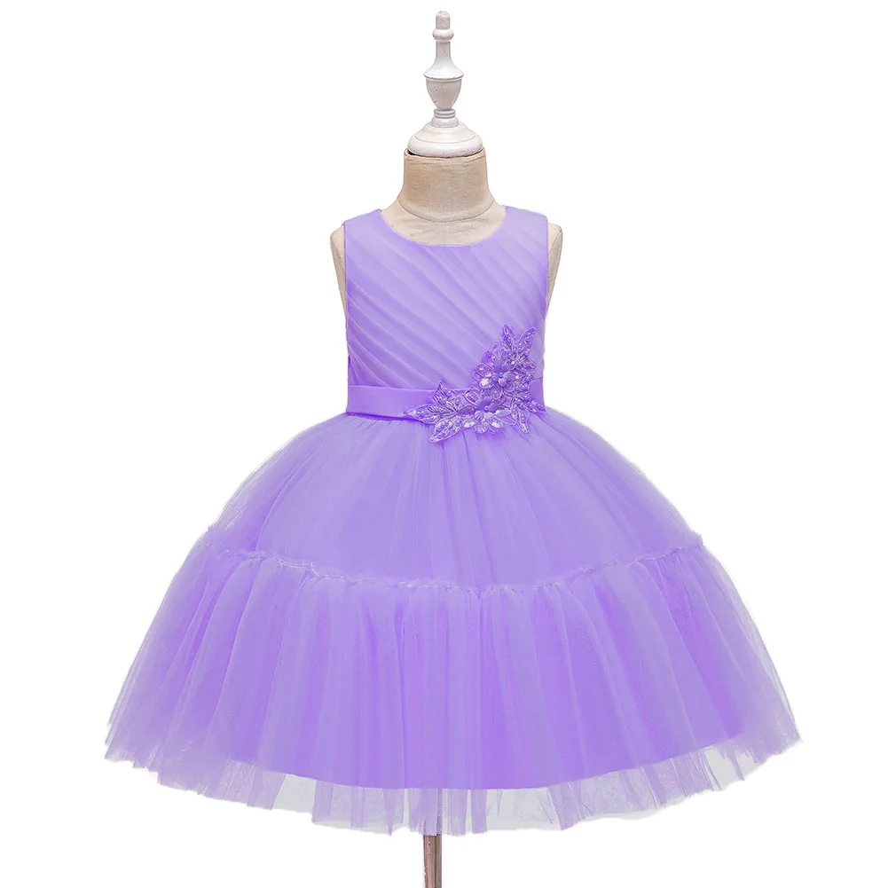 2020 милое платье для девочек Новая летняя одежда принцессы с цветочным рисунком