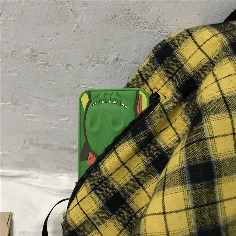 

Backpacks Women Unisex Plaid Belts Couples Zipper Large Capacity Trendy Chic College Multi-function Ins Shoulder Bag Travel New