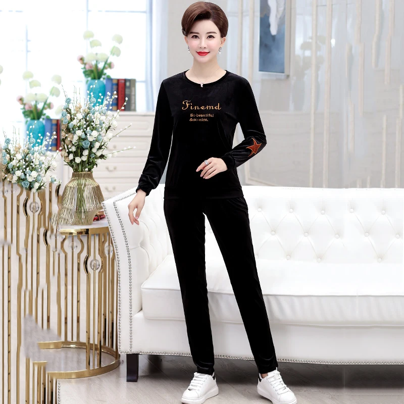 Женский осенний комплект размера плюс 5xl 2019 Повседневный Бархатный спортивный