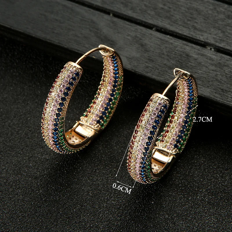 

EYER Luxury Big Hoop Earrings For Women Wedding Cubic Zircon Earring Statement DUBAI Bridal Round Circle Hoop Earrings Jewelry