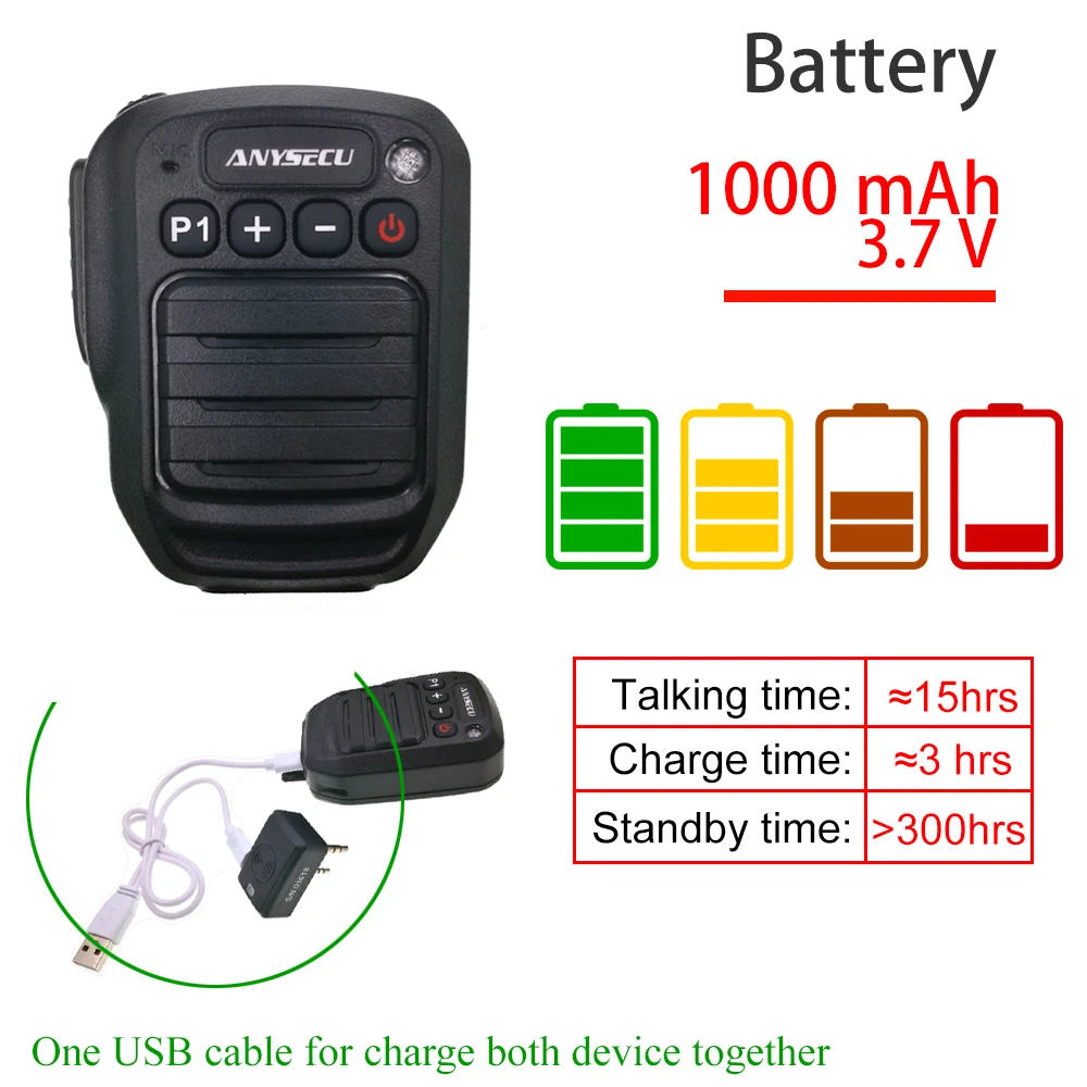 ANYSECU Bluetooth микрофон PTT Динамик подходит Baofeng UV 5R 82 BF 888S K1 Plug двухстороннее Ham