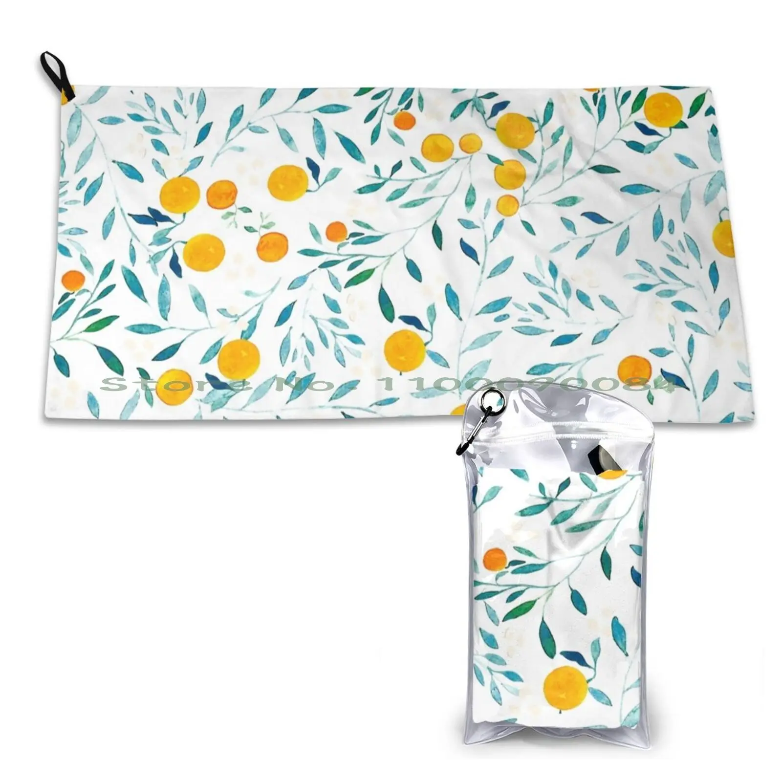 Gym Sports Bath Portable Fresh Summer Oranges Fruit Yummy Food Eat Kitchen Colorful Yellow Indigo