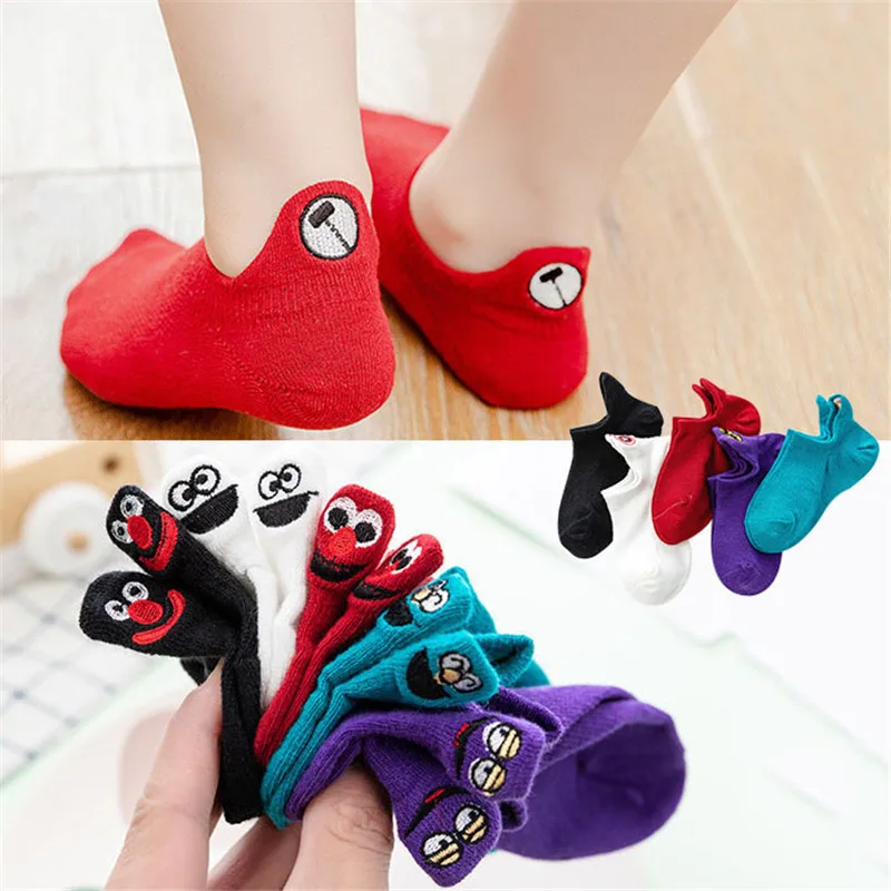 Calcetines de algod&oacute;n con bordado Kawaii para ni&ntilde;os, medias con estampado divertido de frutas, regalos de Navidad, 5 par/lote, talla 1-9 a&ntilde;os-0