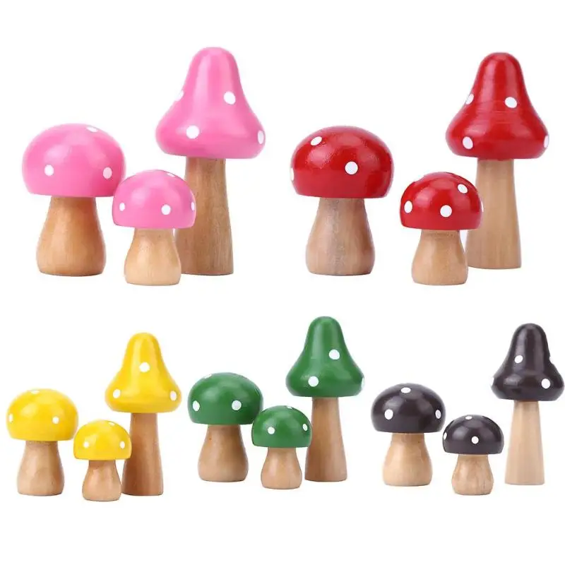 3 шт./компл. Мини Деревянный Гриб самодельное украшение Настольный деревянный