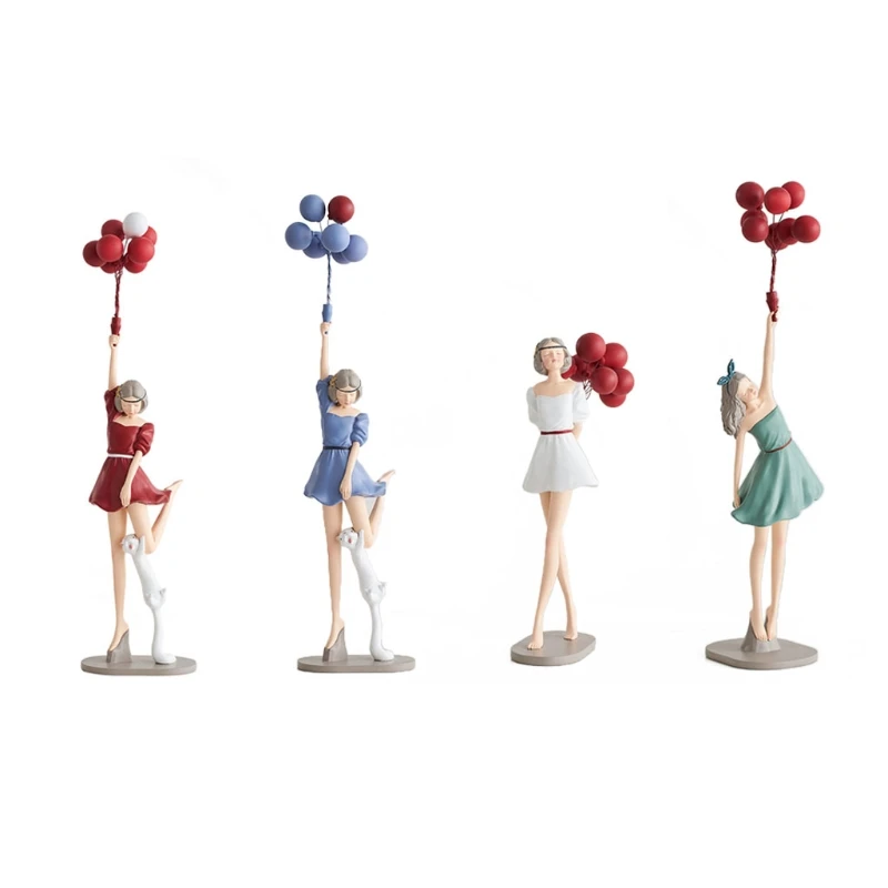 

Статуя девочки с воздушным шаром в скандинавском стиле, Статуэтка из смолы для поделок, мультяшная фигурка, модель, скульптура, Декор для до...