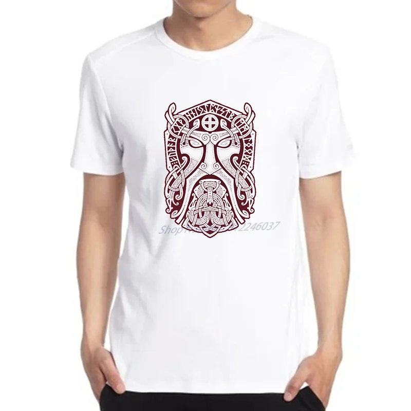 Футболка мужская с принтом Бога Тора стильная тенниска короткими рукавами руны
