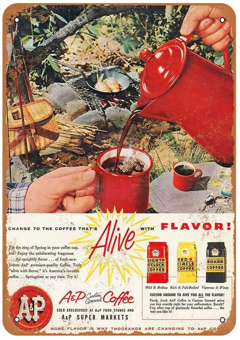 

Diuangfoong 1956 A&P Coffee and Camping Vintage Look Metal Sign 12"×8"