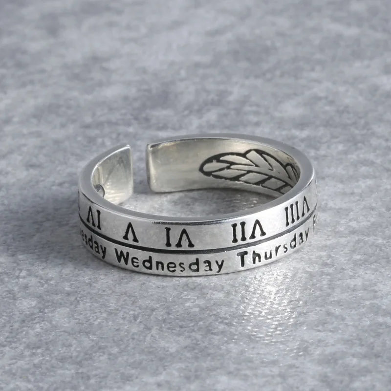 

925 Sterling Silver Adjustable Vintage Letter Rings For Women Sterling-silver-jewelry Wedding Jewelry Bijoux jz527