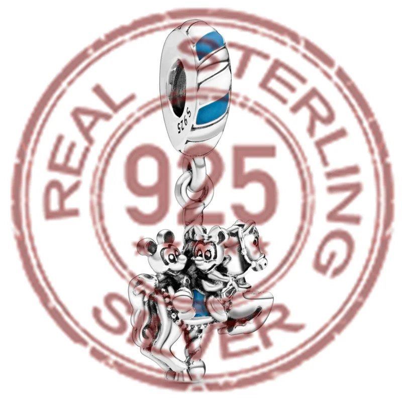 

New Fashion 925 Sterling Silver Cartoon Mouse Horse Riding Dangle Charm Beads Fit Original Pandora Bracelets DIY Jewelry Gift