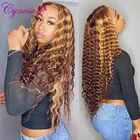 Cynosure 13x4 Синтетические волосы на кружеве человеческих волос парики для чернокожих Для женщин 150% плотность Реми бразильские пучки волос глубокая волна Синтетические волосы на кружеве al парик с детскими волосами