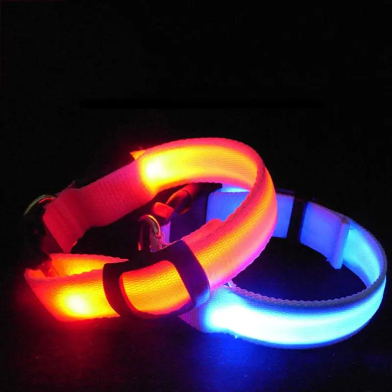 Светодиодный ошейник светодиодный нейлоновый аксессуары для собак светящийся