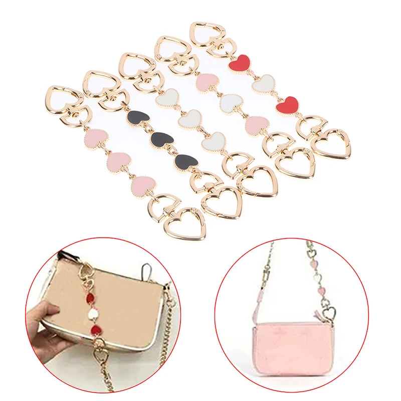 Bag Chain Strap Extender Heart-shaped Hanging Replacement Chain For Purse Clutch Handbag Bag Extension Chain Bag Accessories