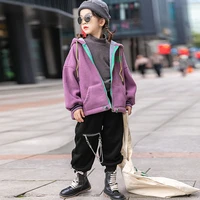 clothes for teenagers hooded coats for children clothes for girls fleece hooded coat thickened fleece zip up coat 2021spring new