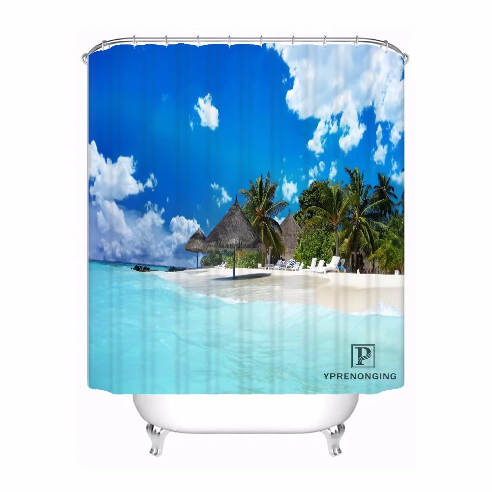 Custom Beach Sand Palm Trees Waterproof Shower Curtain Home Bath Bathroom s Hooks Polyester Fabric Multi Sizes180509-15 | Дом и сад