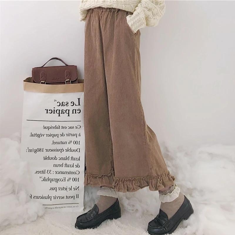 

Spring and Autumn New Japanese Retro Fungus Loose Was Thin Casual Pants Students Wide Leg Pants Nine Points Pants Women
