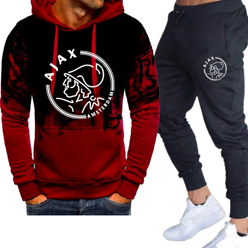 

Sportswear Men's Two-Piece Hooded Sweatshirt 2021 Spring And Autumn Men's Fashion Casual Pullover + Pants Thin Suit HombreM-3XL