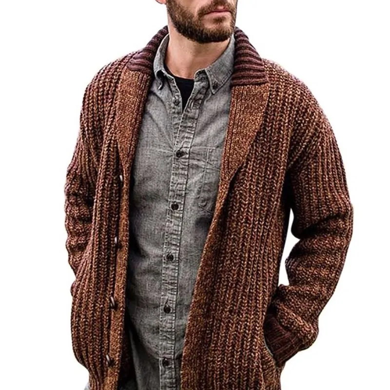 Otoño Invierno hombres suéter Cardigan 2020 nuevo para hombres de manga larga Chaqueta de punto con solapa botón suéter de punto