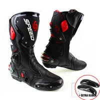 mens motorcycle protective gear boots pro biker speed riding shoes motocross microfiber leather boot botas motorcycle boots