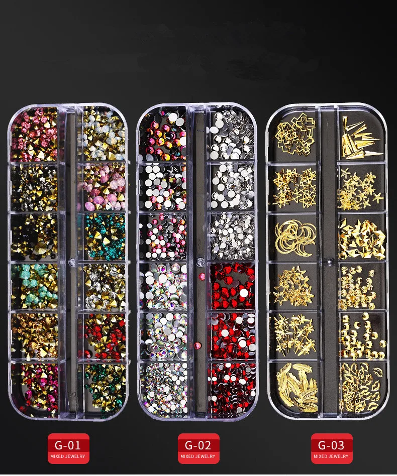 3 коробки наборы 3D хрустального стекла декоративный камень для ногтей и