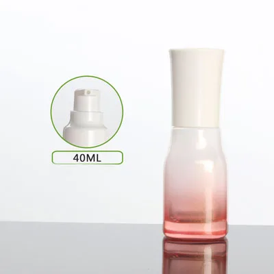 40 мл квадратная форма розовая стеклянная бутылка белый распылитель с крышкой