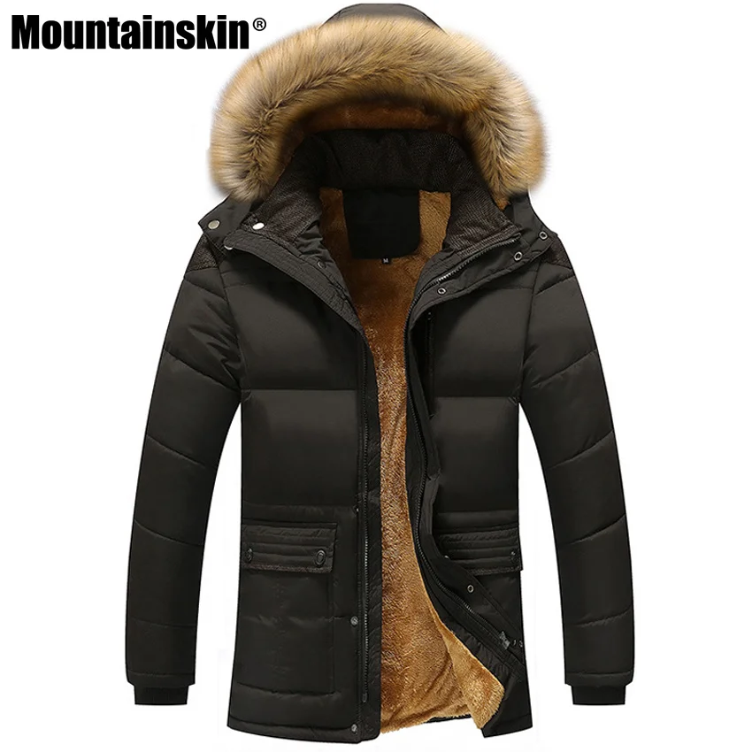 

Mountainskin Winter Men's Jackets Thick Fleece 5xl Fur Collar Hooded Men's Coats Casual Jacket Male Outerwear Windproof Sa390