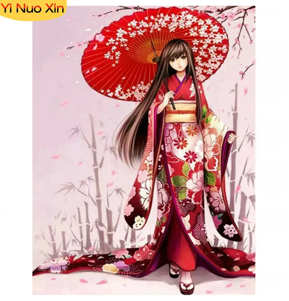 

Cross stitch Mosaic Diamond Embroidery Art Full Square Set Children's Room Kimono Portrait5D Diy Home Decor Gift Diamond Paintig