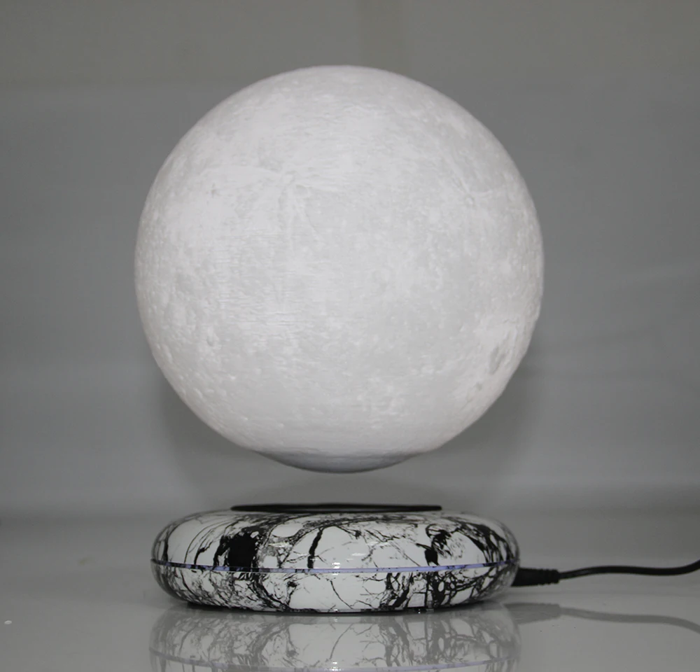 New invention gift Office Desk Decoration Magnetic Levitation 8 inch moon Globe Stone imitation base Floating Night Light | Дом и сад