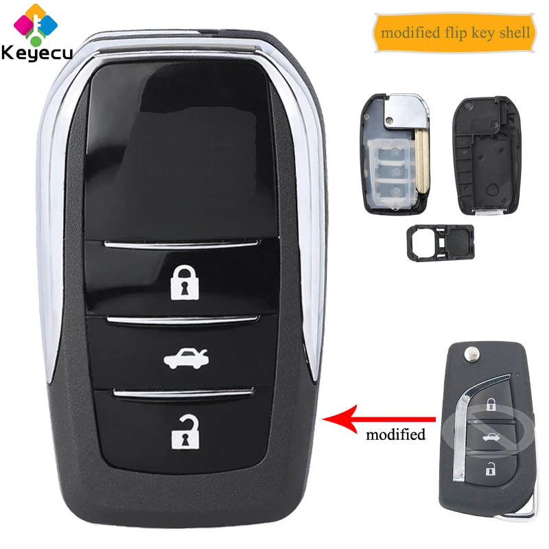 Модифицированный чехол KEYECU для Toyota Alvon Camry Corolla RAV4 Venza Yaris B71T с 3 кнопками|Ключ от