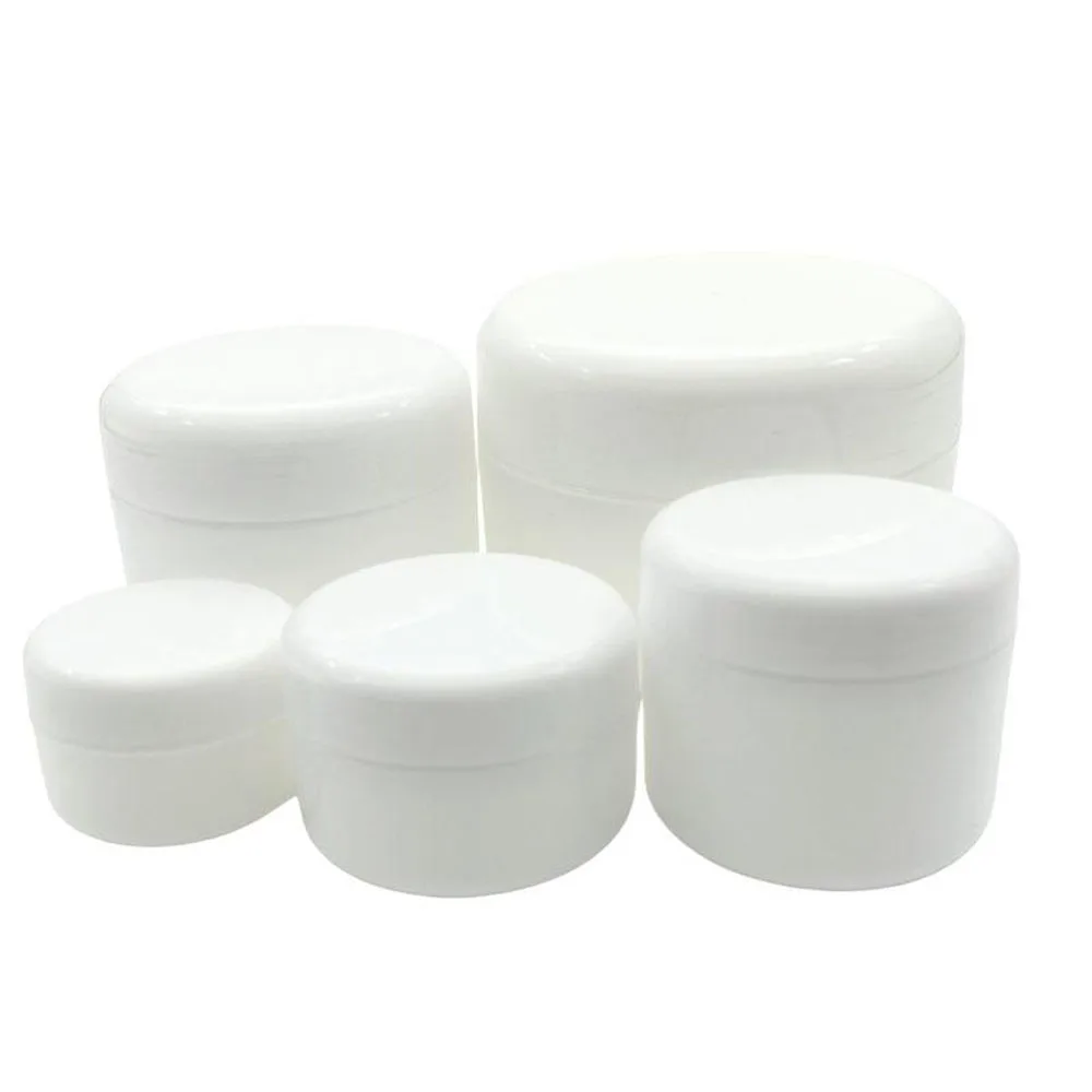 

100pcs Empty Makeup Jar Pot 10g/20g/30g/50g Refillable Sample Bottles Travel Face Cream Lotion Cosmetic Container White Color