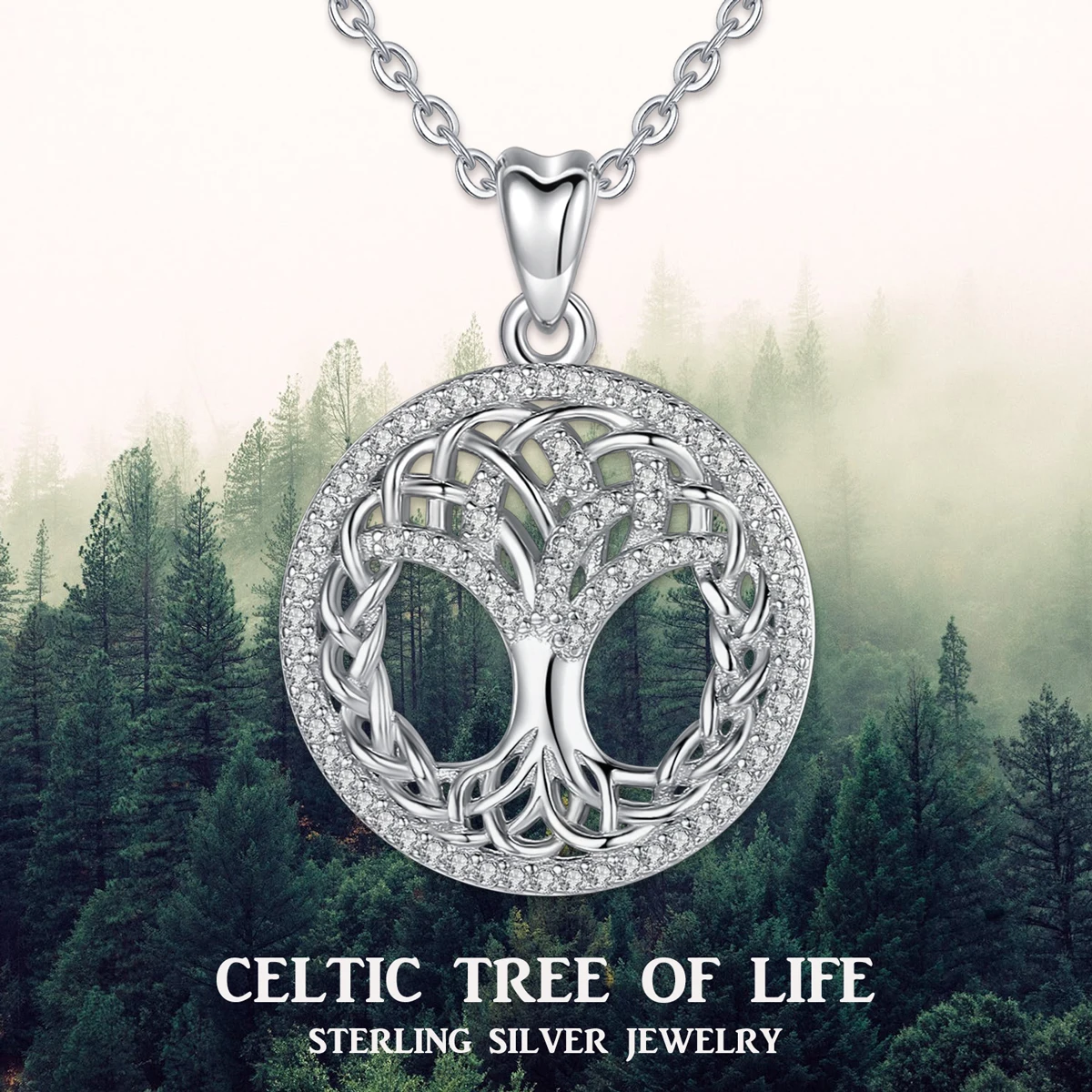 

EUDORA 925 Sterling Silver Crystal Tree Pendant Celtics Tree Of life Necklace New Fashion Crystal Jewelry for birthday gift D425