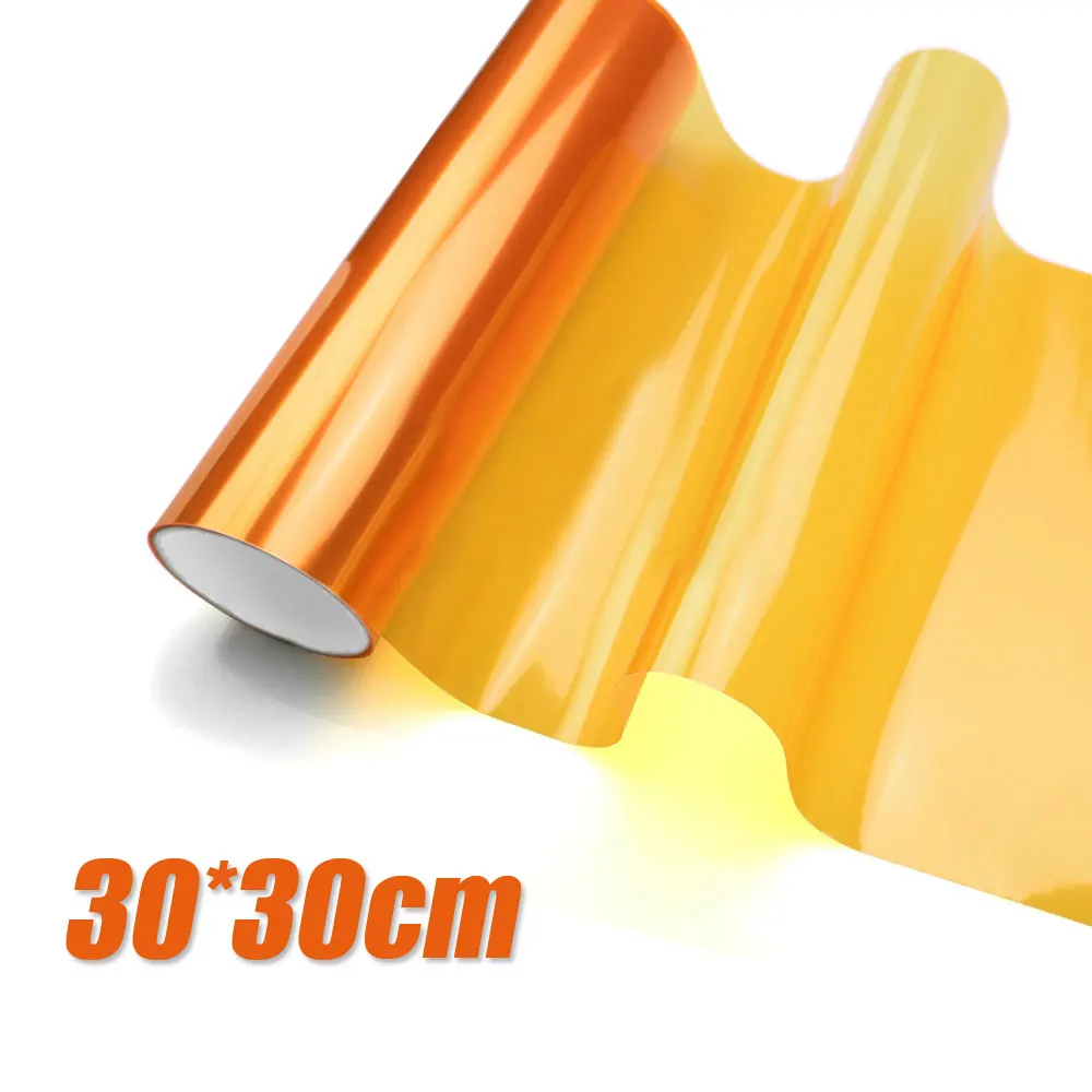 12"x12" Amber Orange Headlight Taillight Fog Light Film PVC Tint Overlay Vinyl Film Cover Protective Car Light Sticker Sheet