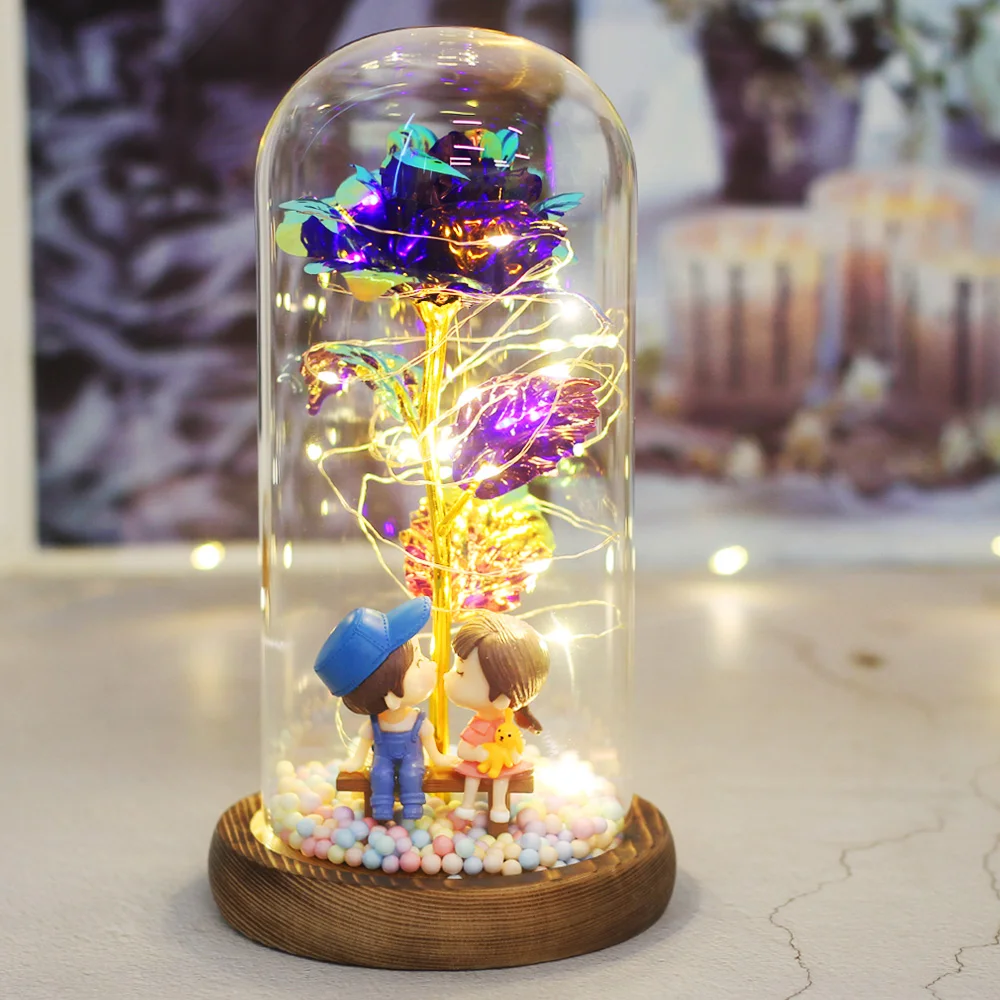 Подарок на день Святого Валентина искусственная 24-каратная Золотая фольга Роза в