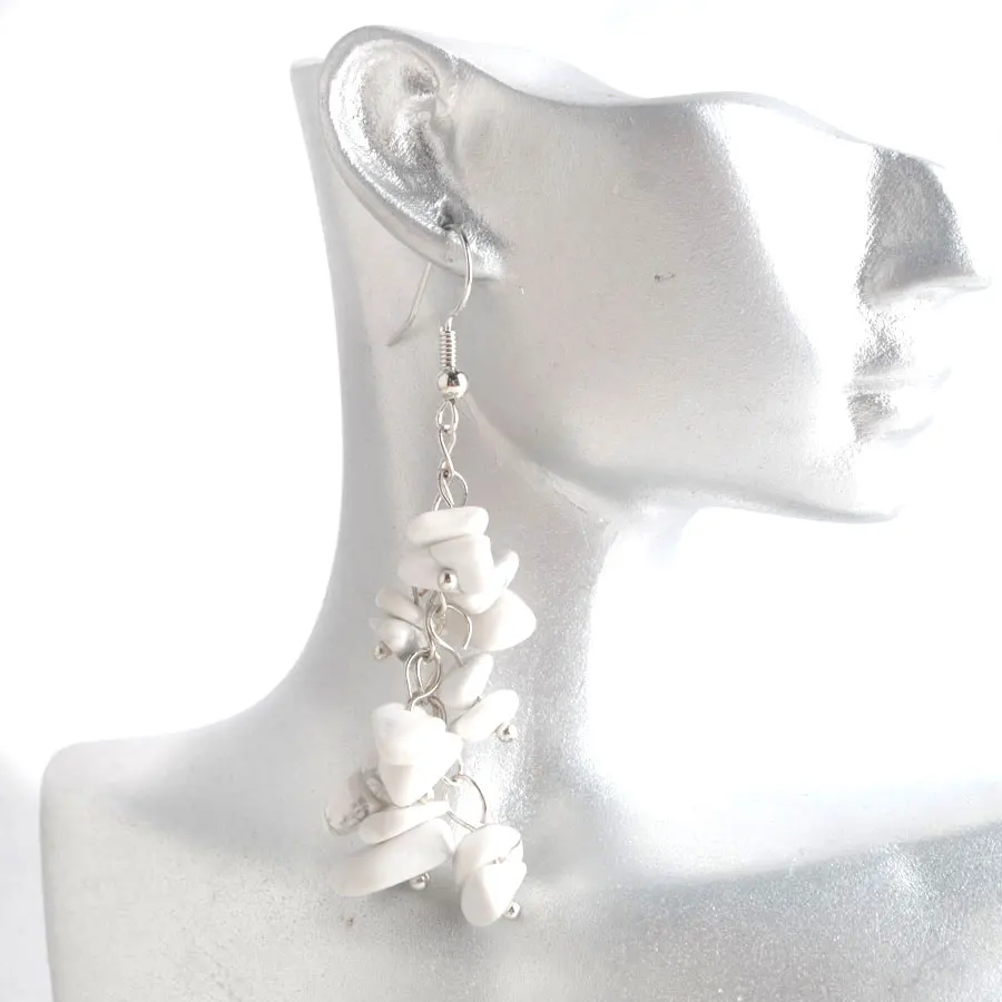 

WOJIAER Irregular Natural Stone White Turquoises Drop Earrings for Women Chip Bead Dangle Earrings Jewelry Wedding PW9146