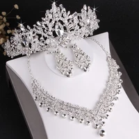 baroque luxury crystal beads bridal jewelry sets necklace earrings rhinestone tiaras crown wedding african beads jewelry set
