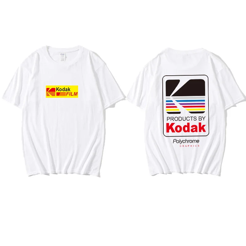 

2020 Summer Men Women Tee INS Japanese Korea Retro Loose Wild Kodak Letter Short-sleeved Fashion Hip Hop Cotton T shirt Men Top