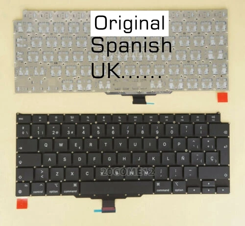 

UK Spanish Keyboard For Apple MacBook Air 13" A2337 2020 For Backlight Black, No Frame