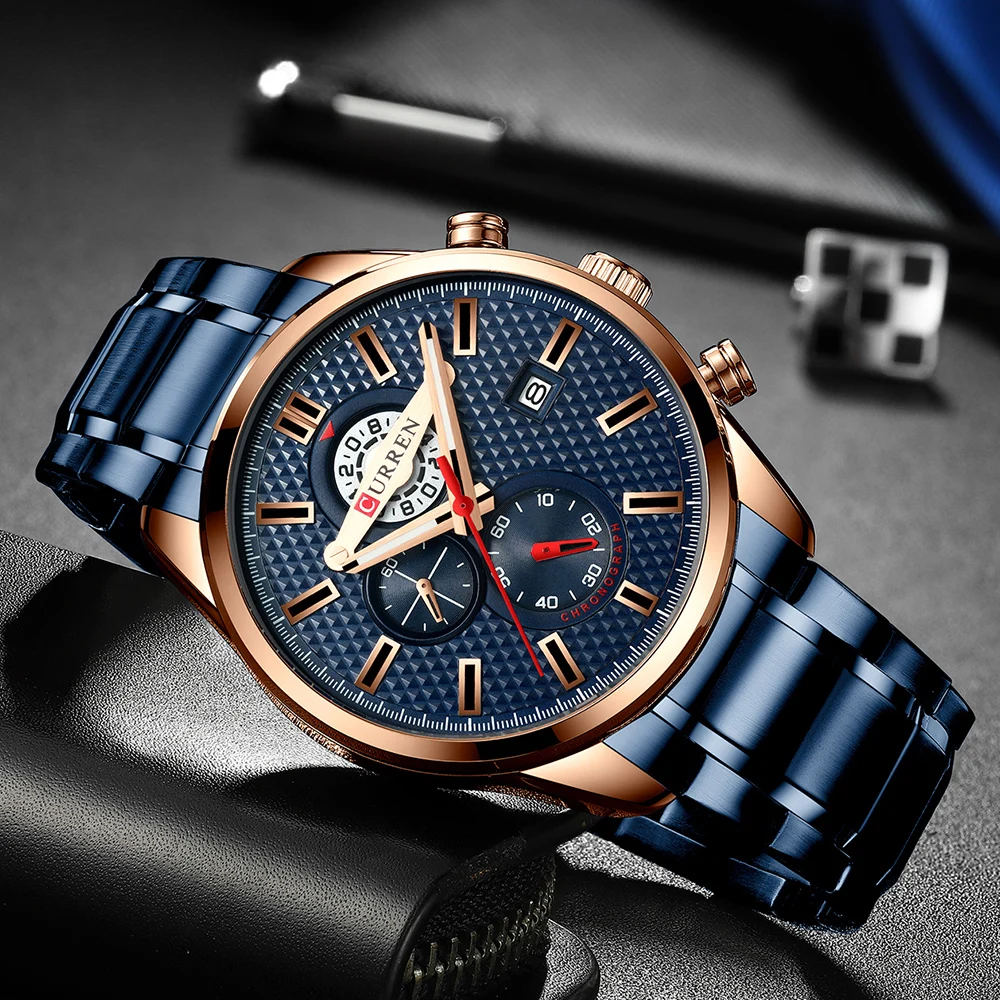 

CURREN Fashion Mens Watches Top Brand Luxury Watch Quartz Clock Gold Watch Men Waterproof Sport Chronograph Relogio Masculino