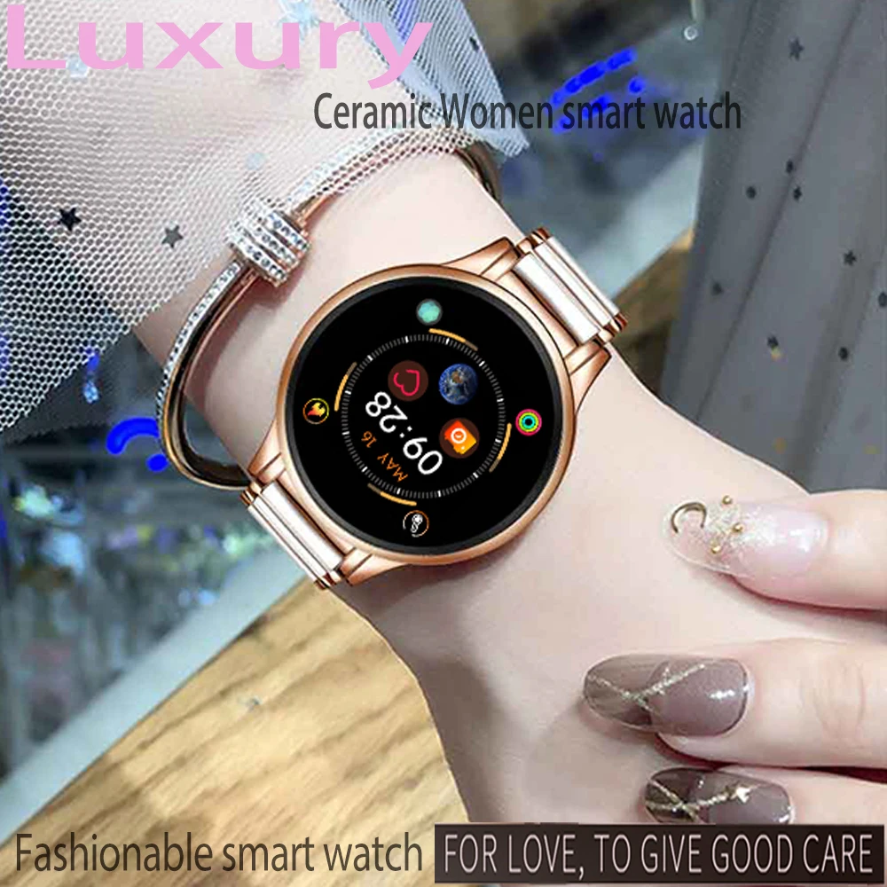 

Luxury Women Smart Watch Waterproof Sports Fitness Tracker For Android ios Reloj inteligente Ceramic Strap smart watch Men