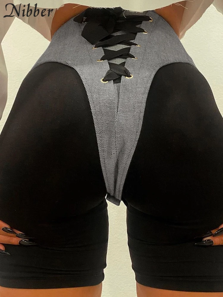 

Nibber 2021 Summer Somens High Waisted Hip Slim Shorts Highend Fashion Zipper Back Waist Tie Style High Street Females Shorts