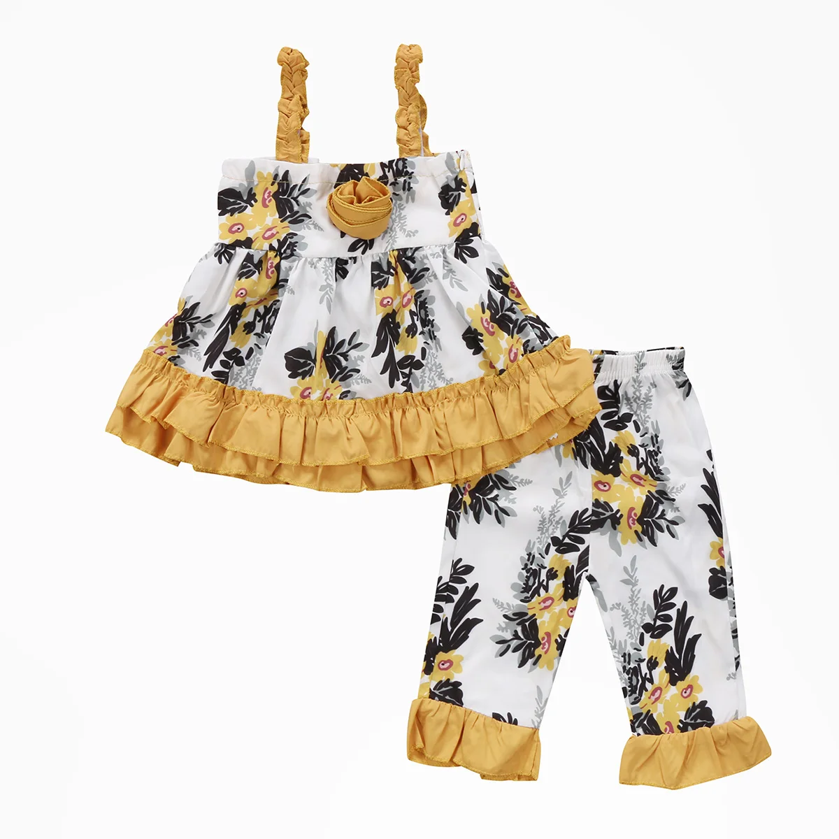 Платье для маленьких девочек с цветочным принтом из 2 предметов платье на