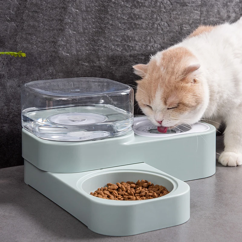 

2 in 1 Automatic Water Feeding Dispenser Dog Food Feeder Bowl Disc Fountain Bottle Set Plastic Feeding Food Bowl Cat Disc Dog